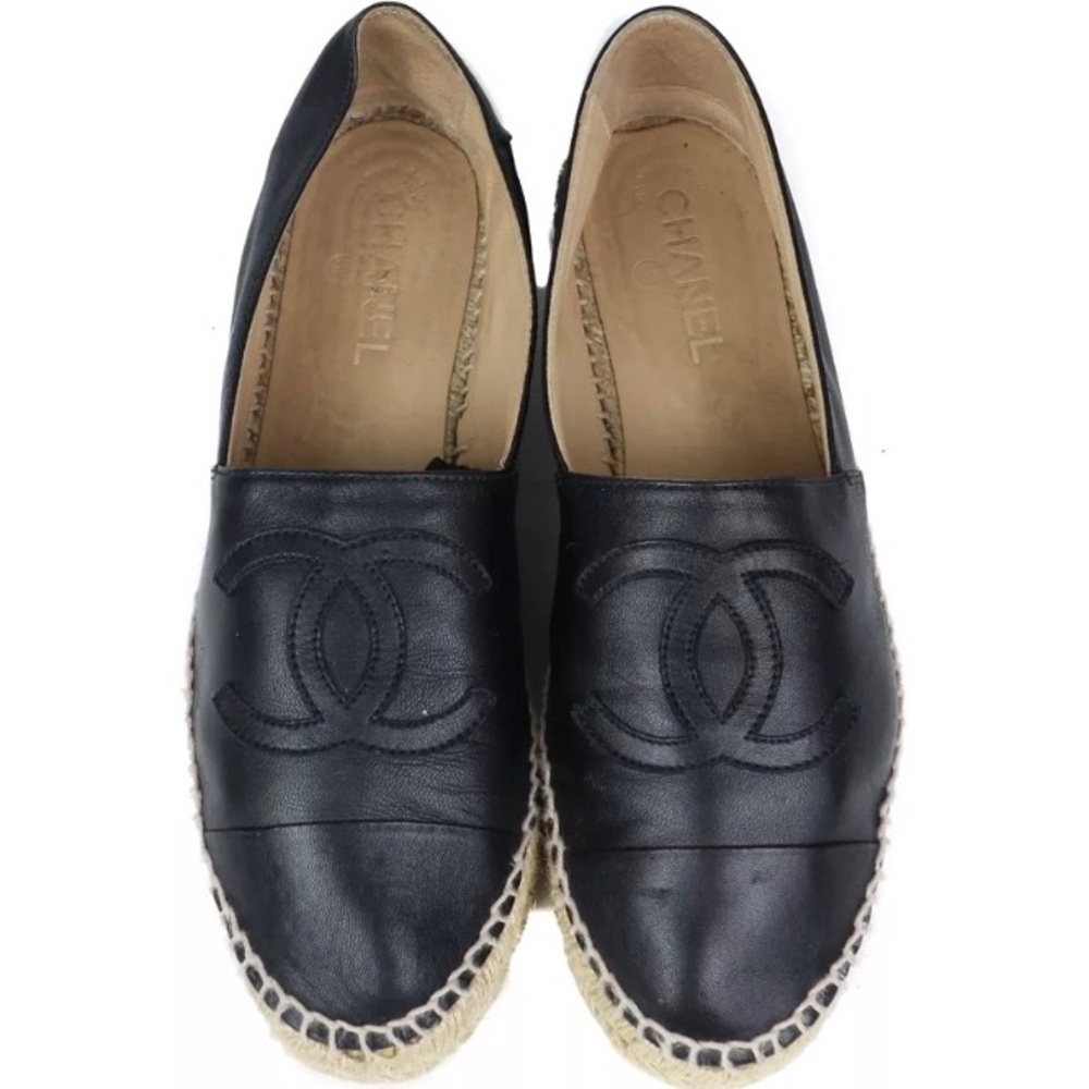 Chanel Leather Espadrilles Black 40